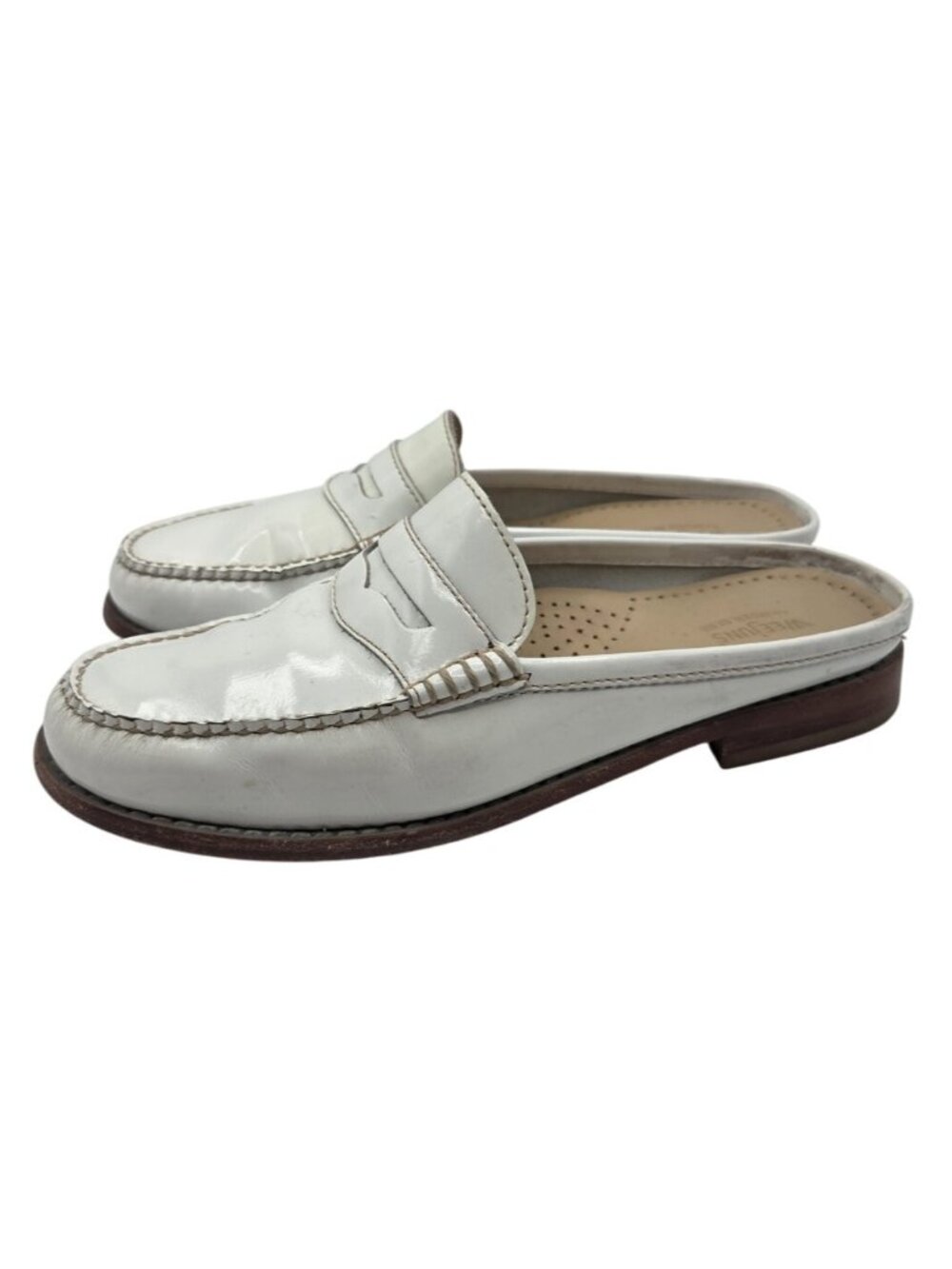 GH Bass Weejuns Womens 7.5 M Peggy Penny Loafer Mule Sandals Shoes White Leather